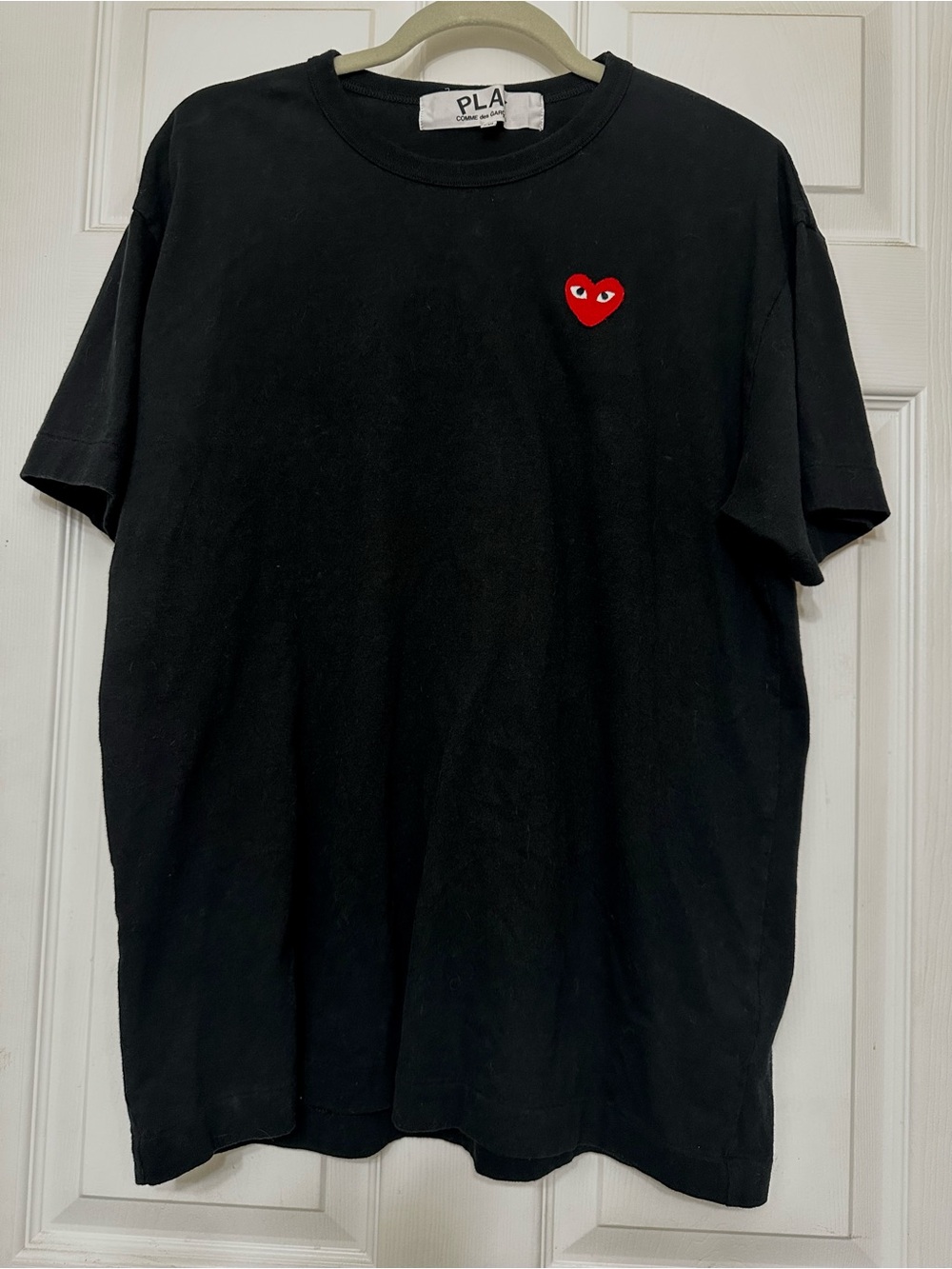 Comme des Garcons PLAY Black Tee with Red Heart Patch Size XXL